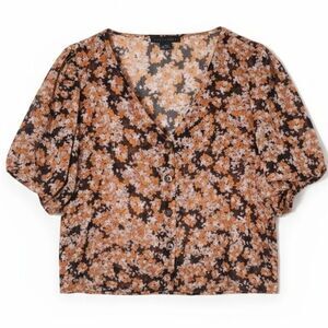 Sanctuary Floral Button-Down Cropped Womens Blouse Top Size XS